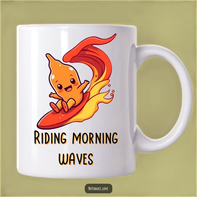 Funny Hot Sauce Wave Mug: Joyful Sliding Character, Thrilling Funny Gift