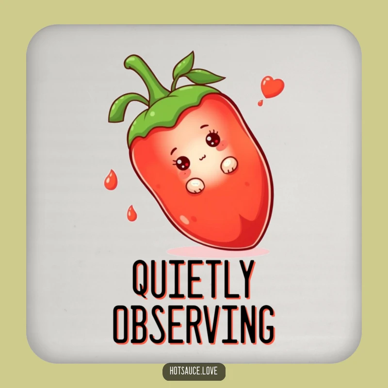 Funny Shy Hot Sauce Coaster: Peeking Character, Cute Funny Gift