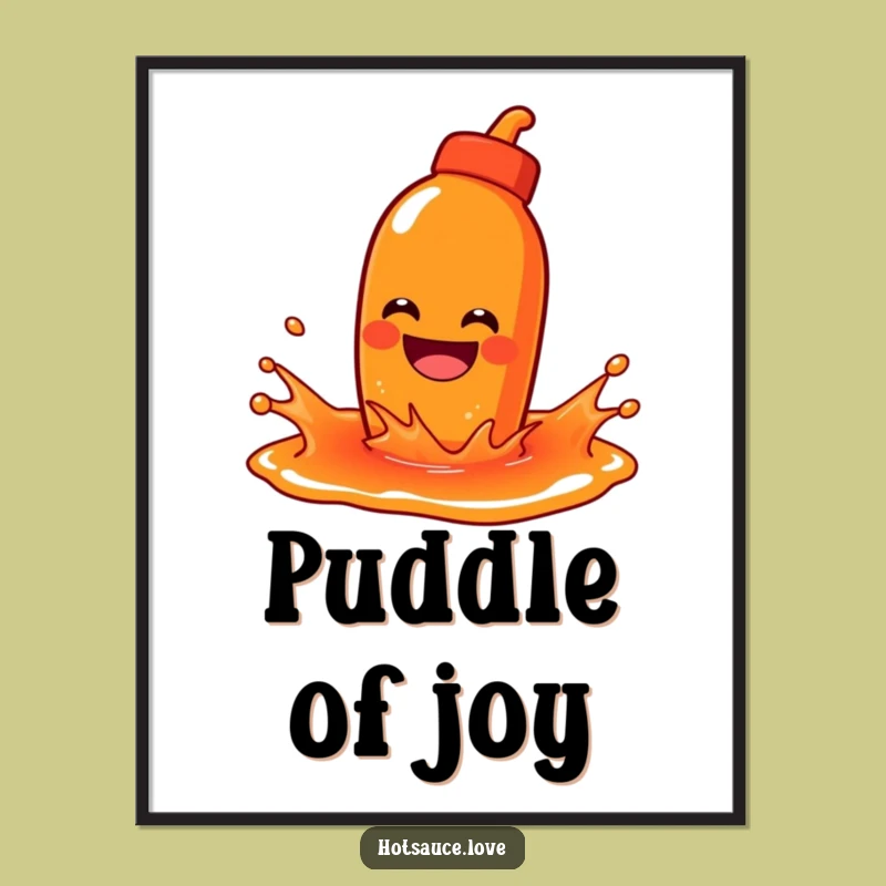 Funny Splashing Hot Sauce Poster: Grinning Art, Playful Funny Gift