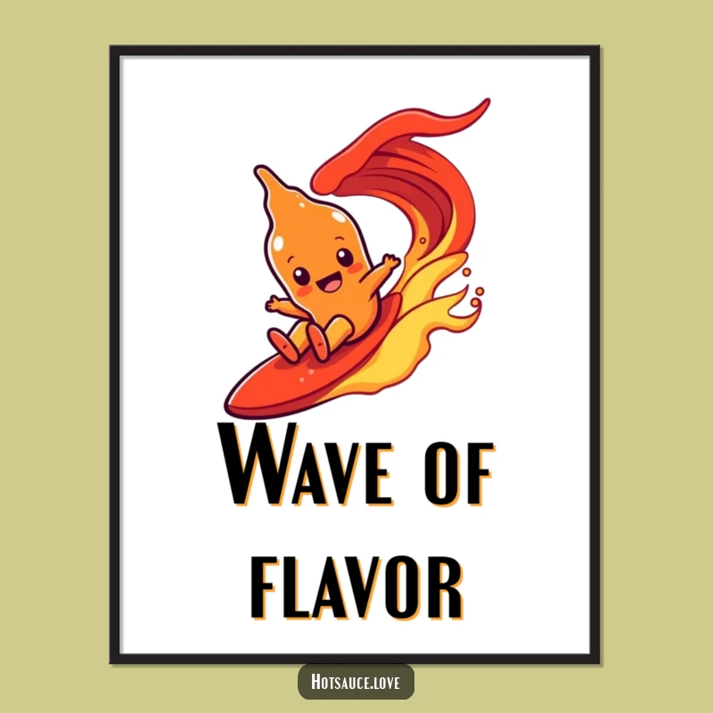 Funny Hot Sauce Wave Poster: Sliding Art, Dynamic Funny Gift