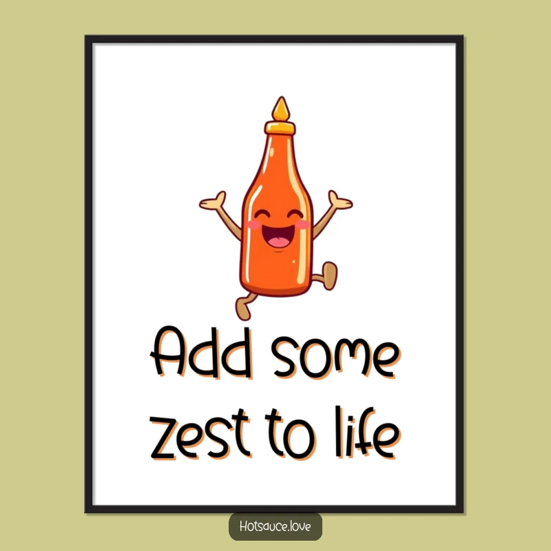Free Printable Wall Art: Leaping Hot Sauce Bottle - Funny Downloadable Art for Your Home