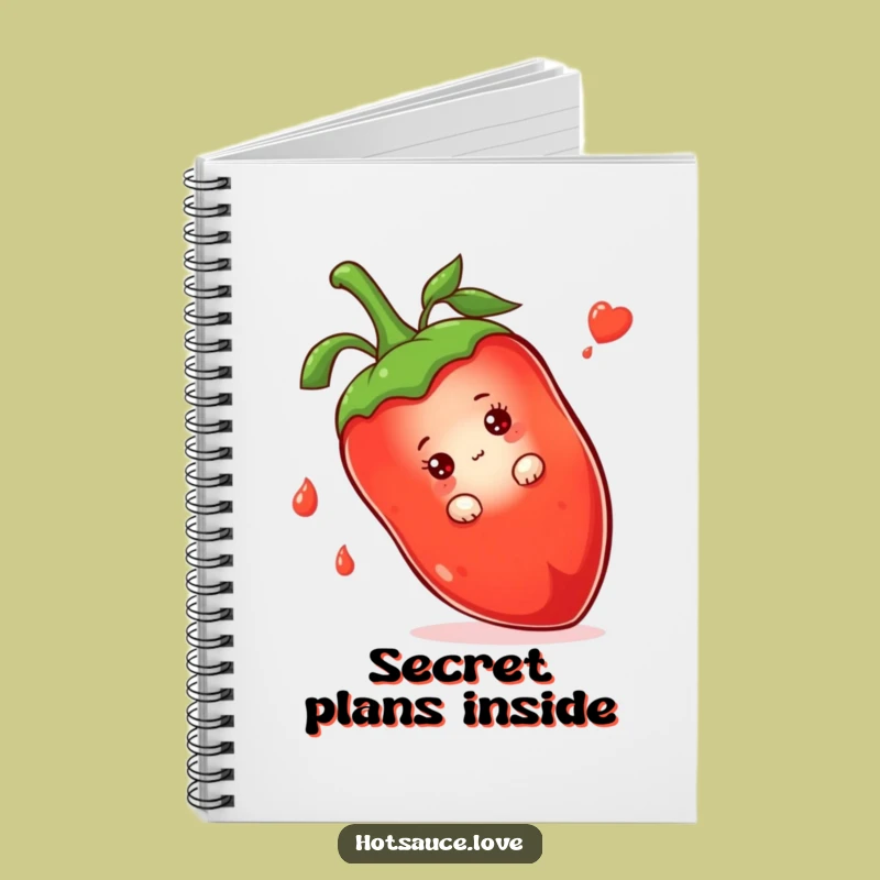 Funny Shy Hot Sauce Notebook: Peeking Character, Journal Funny Gift