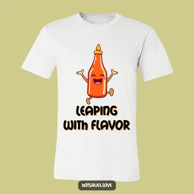 Funny Hot Sauce T-Shirt: Energetic Leap, Hilarious Gift for Chili Heads